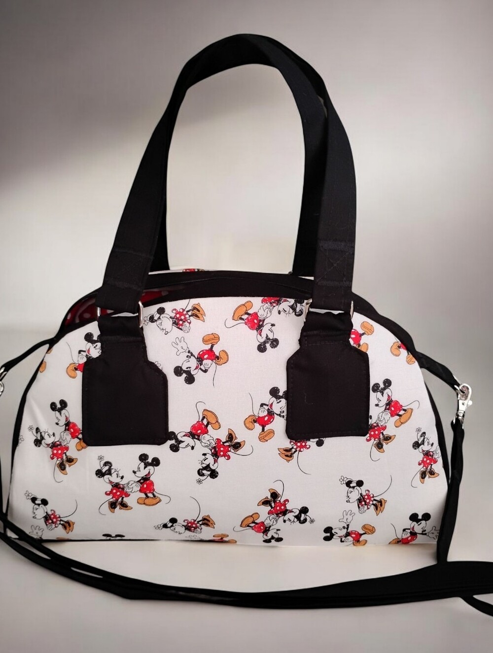 Unique Mickey And Minnie  Satchel With Crossbody Strap.